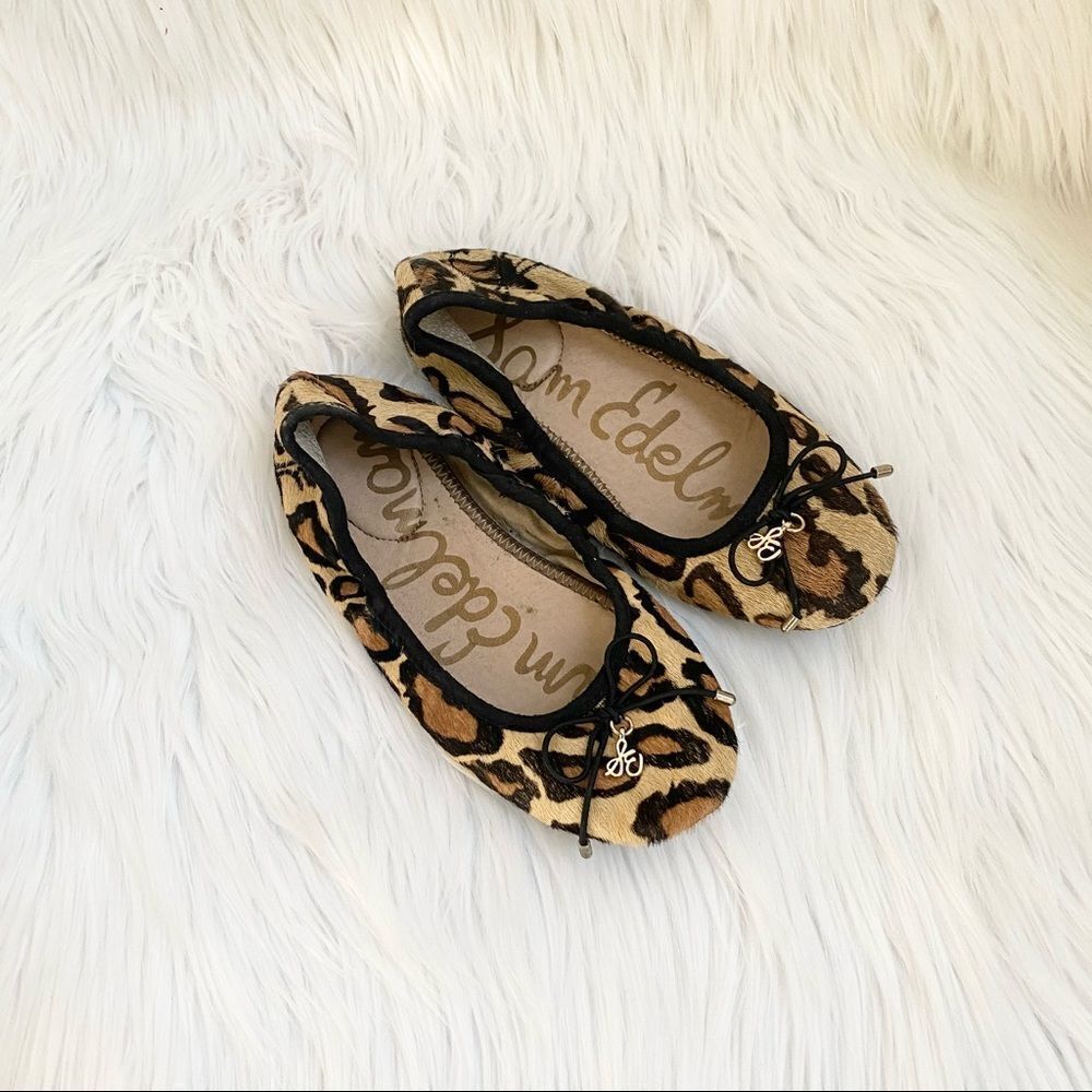 Sam Edelman calf hair on  leopard print flats ballet shoes 1.5